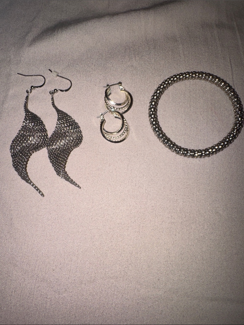 Source Unknown Silver-Tone Mixed Earrings & Beaded Bracelet Set